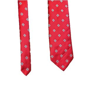 Robert Talbott Amr Mens Red White Diamond Silk Adjustable Knotted Formal Necktie